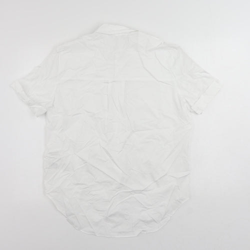 Marks and Spencer Womens White Cotton Basic Button-Up Size 6 Collared