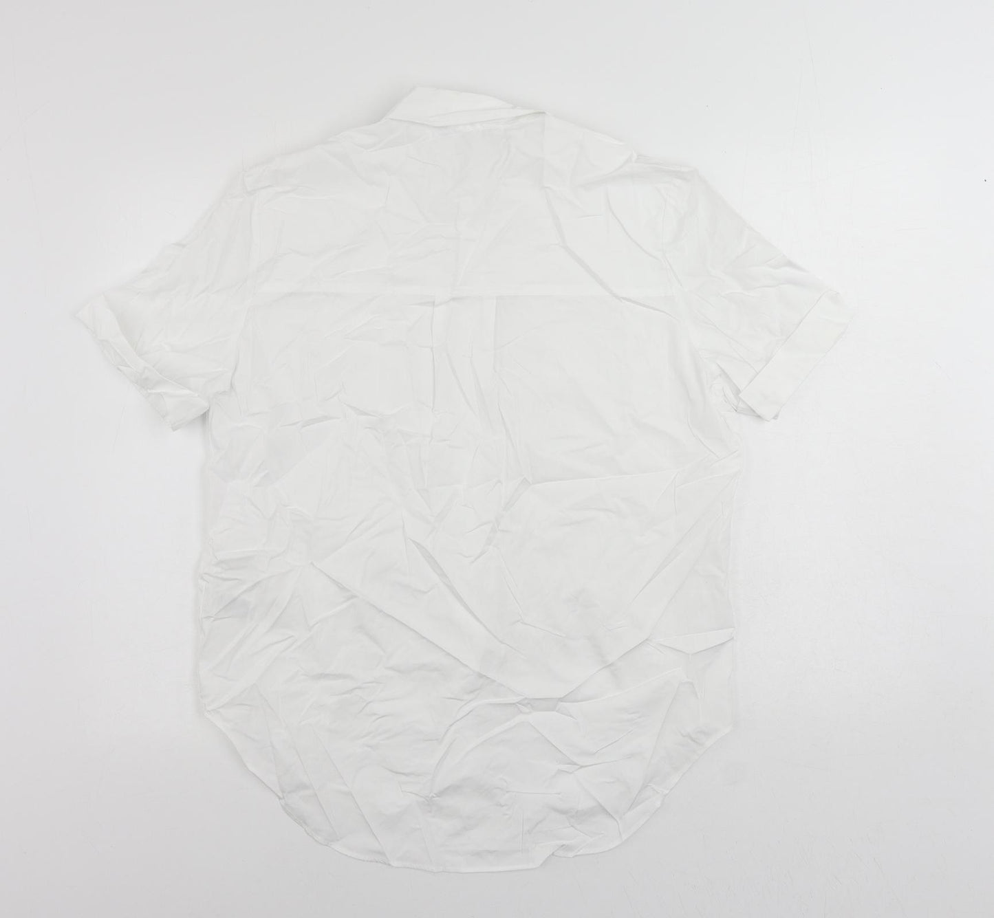 Marks and Spencer Womens White Cotton Basic Button-Up Size 6 Collared