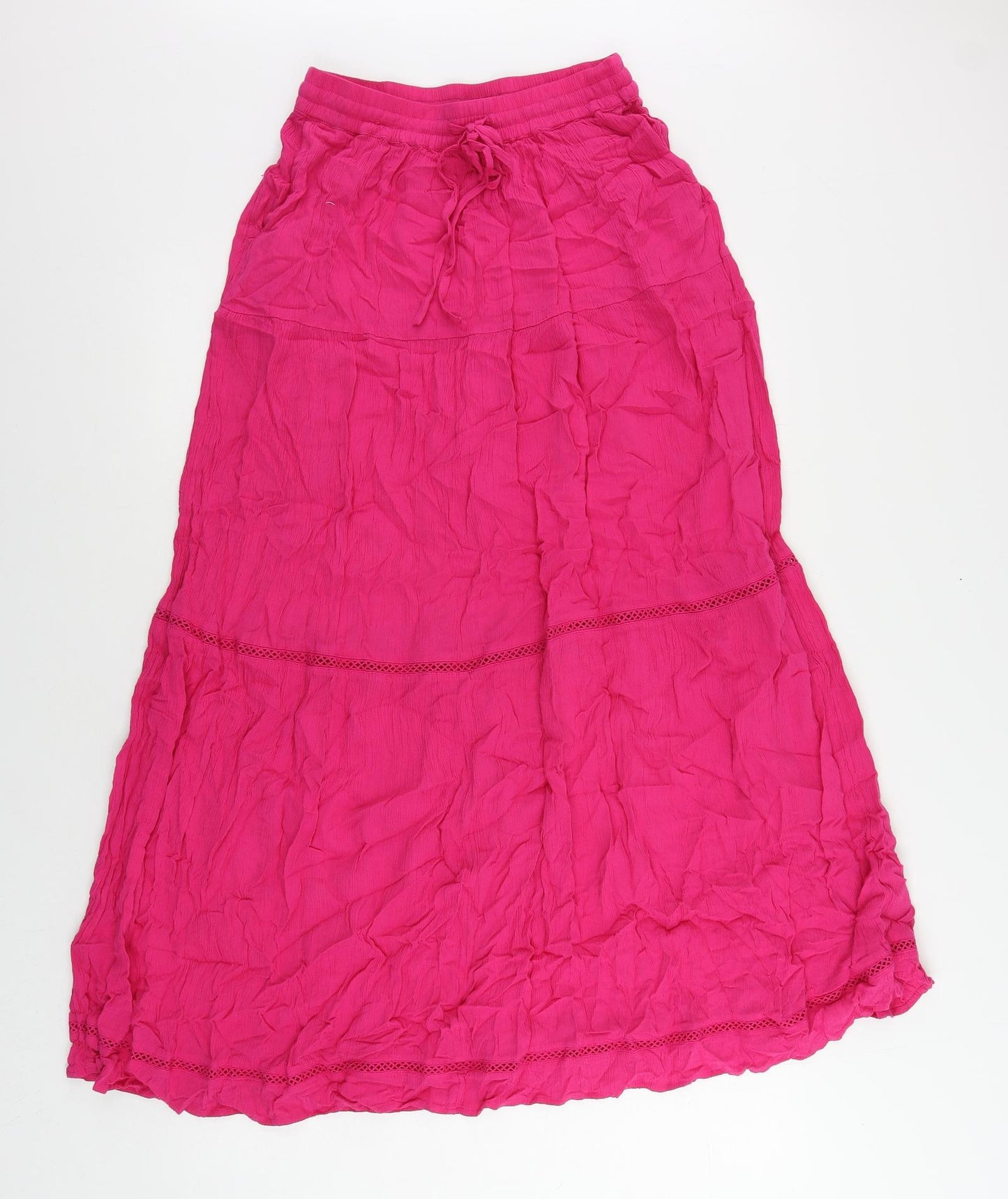 Marks and Spencer Womens Pink Viscose Maxi Skirt Size 6 Drawstring - Elastic Waist