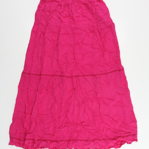 Marks and Spencer Womens Pink Viscose Maxi Skirt Size 6 Drawstring - Elastic Waist