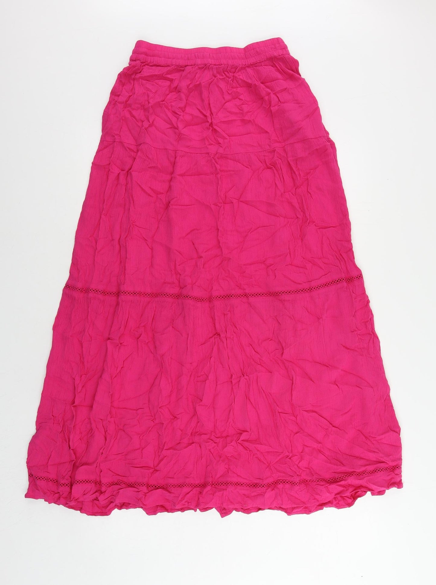 Marks and Spencer Womens Pink Viscose Maxi Skirt Size 6 Drawstring - Elastic Waist