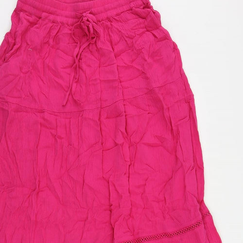 Marks and Spencer Womens Pink Viscose Maxi Skirt Size 6 Drawstring - Elastic Waist