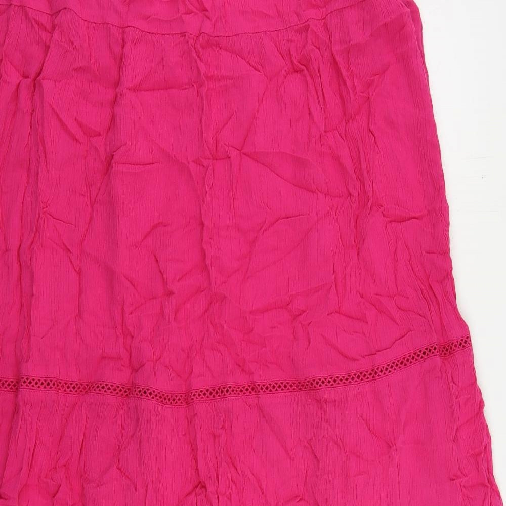 Marks and Spencer Womens Pink Viscose Maxi Skirt Size 6 Drawstring - Elastic Waist