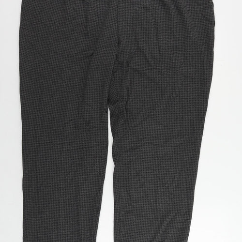 Marks and Spencer Womens Grey Geometric Viscose Trousers Size 24 L29 in Regular - Elastic Waist
