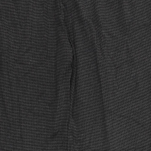 Marks and Spencer Womens Grey Geometric Viscose Trousers Size 24 L29 in Regular - Elastic Waist