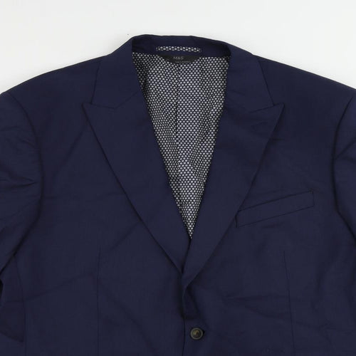 Marks and Spencer Mens Blue Polyester Jacket Suit Jacket Size 44 Regular