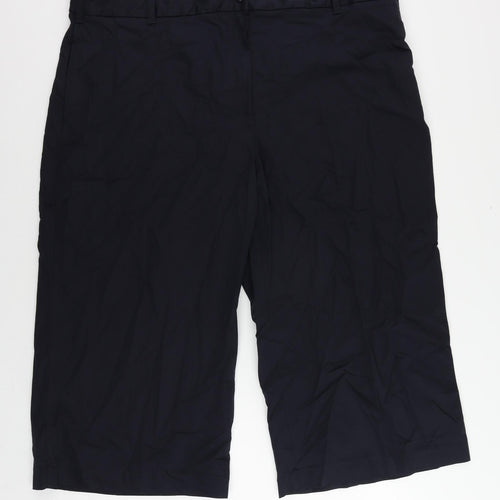 Marks and Spencer Mens Blue Cotton Cropped Trousers Size 24 in L21 in Regular Zip