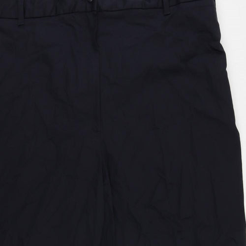 Marks and Spencer Mens Blue Cotton Cropped Trousers Size 24 in L21 in Regular Zip