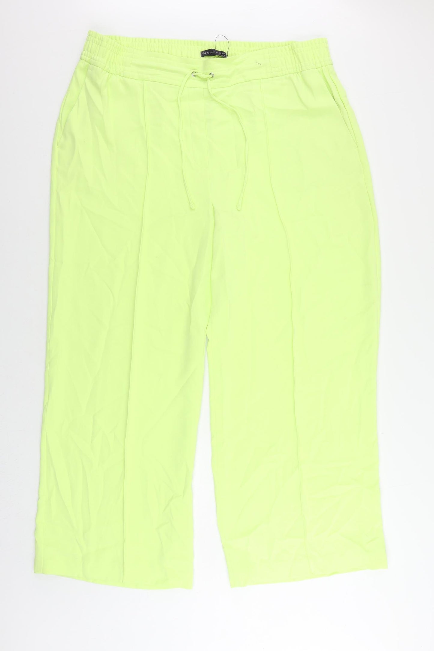 Marks and Spencer Womens Green Polyester Trousers Size 20 L30 in Regular Drawstring
