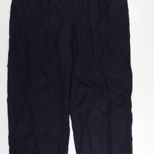 Marks and Spencer Womens Blue Lyocell Trousers Size 24 L29 in Regular Buckle - Elastic Waist