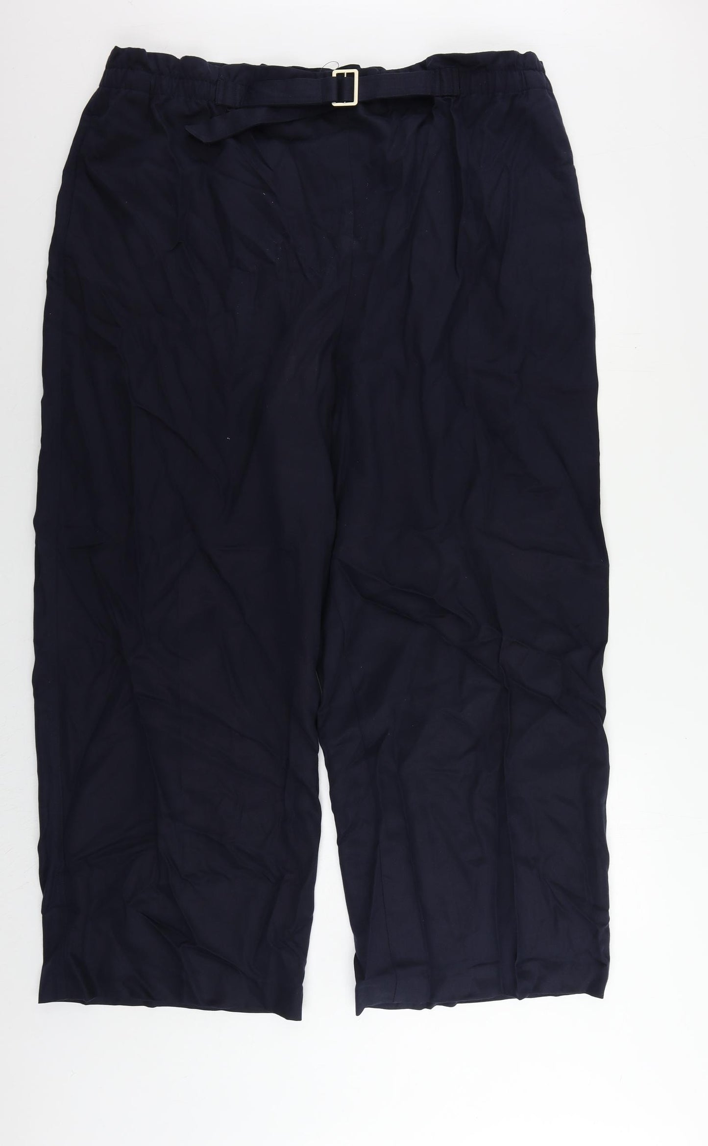 Marks and Spencer Womens Blue Lyocell Trousers Size 24 L29 in Regular Buckle - Elastic Waist