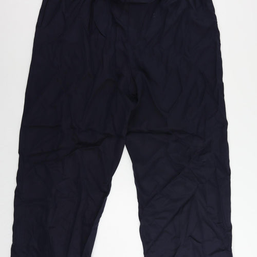Marks and Spencer Womens Blue Lyocell Trousers Size 24 L29 in Regular Buckle - Elastic Waist