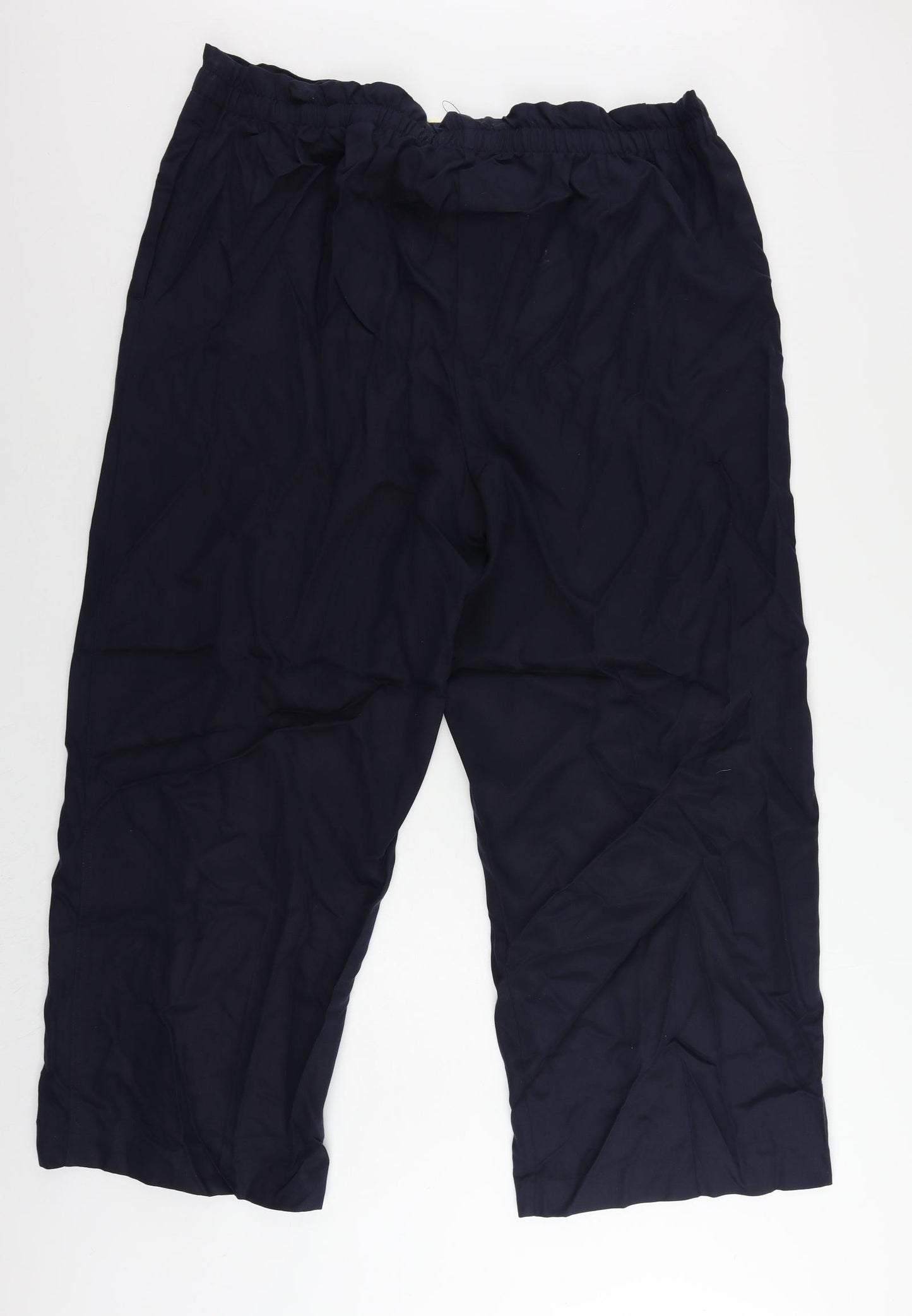 Marks and Spencer Womens Blue Lyocell Trousers Size 24 L29 in Regular Buckle - Elastic Waist