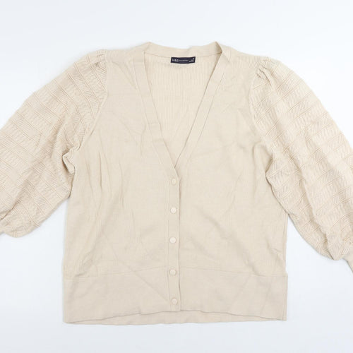 Marks and Spencer Womens Beige V-Neck Viscose Cardigan Jumper Size 20