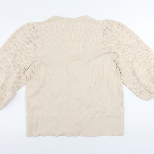 Marks and Spencer Womens Beige V-Neck Viscose Cardigan Jumper Size 20