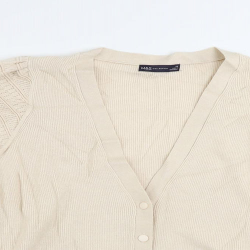 Marks and Spencer Womens Beige V-Neck Viscose Cardigan Jumper Size 20