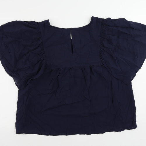 Marks and Spencer Womens Blue Cotton Basic Blouse Size 20 Round Neck