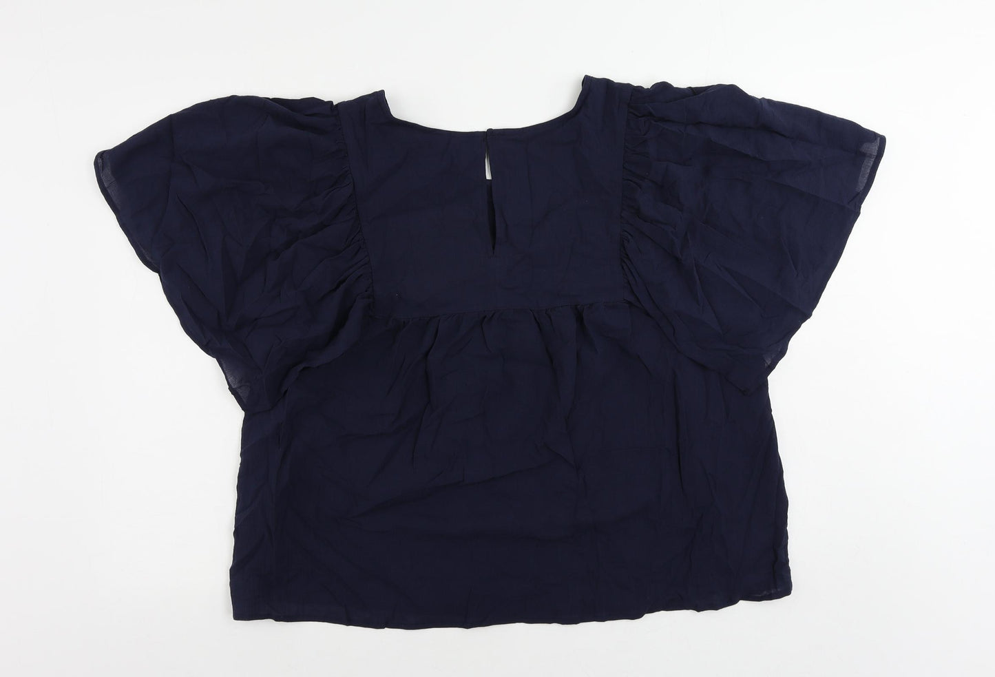 Marks and Spencer Womens Blue Cotton Basic Blouse Size 20 Round Neck