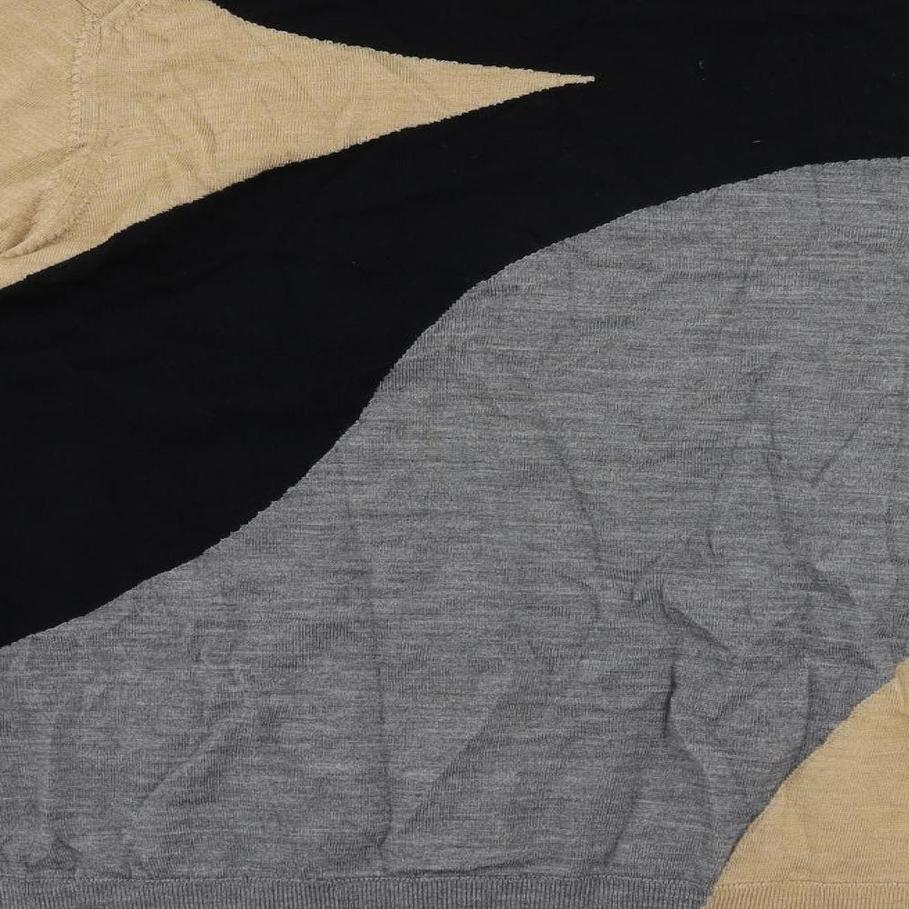 Marks and Spencer Womens Black Crew Neck Geometric Wool Pullover Jumper Size 18