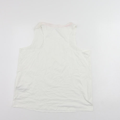 GOODMOVE Womens White Polyester Pullover Tank Size 18 Round Neck Pullover