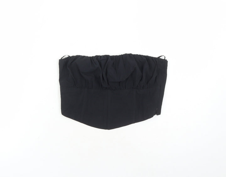 Bershka Womens Black 100% Cotton Cropped Tank Size M Off the Shoulder