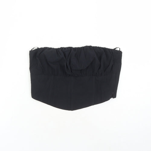 Bershka Womens Black 100% Cotton Cropped Tank Size M Off the Shoulder