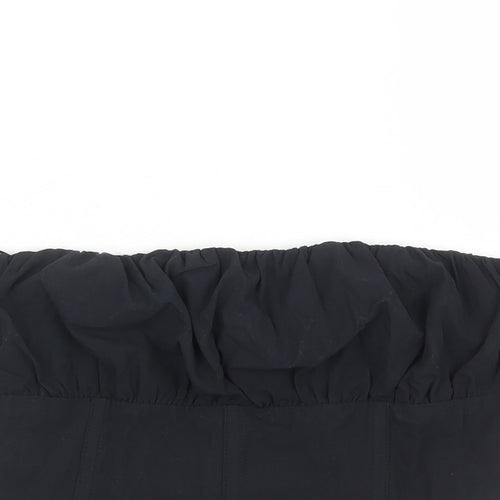 Bershka Womens Black 100% Cotton Cropped Tank Size M Off the Shoulder