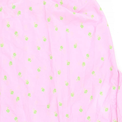 Noisy may Womens Pink Floral Polyester Basic Button-Up Size XL Collared