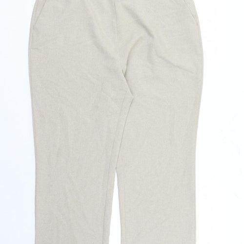 Bonmarché Womens Beige Polyester Trousers Size 16 L27 in Regular - Elasticated Waist
