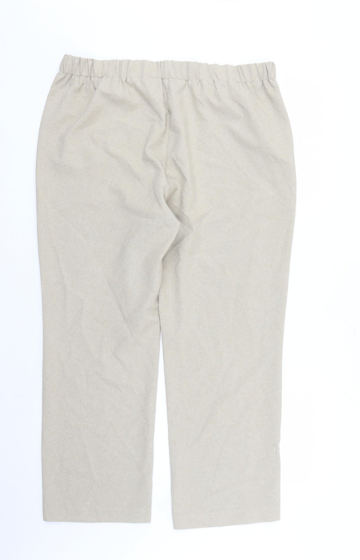 Bonmarché Womens Beige Polyester Trousers Size 16 L27 in Regular - Elasticated Waist