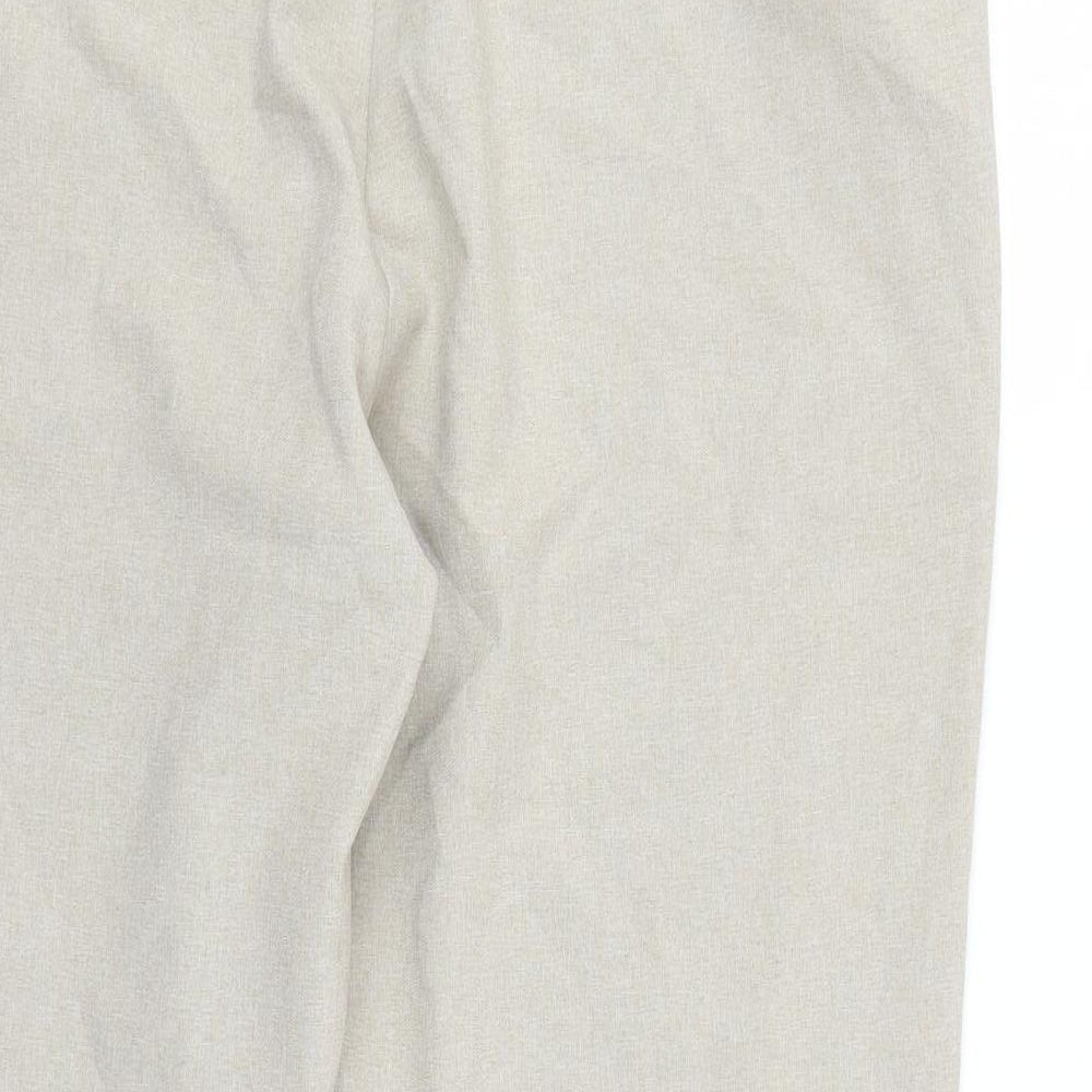 Bonmarché Womens Beige Polyester Trousers Size 16 L27 in Regular - Elasticated Waist
