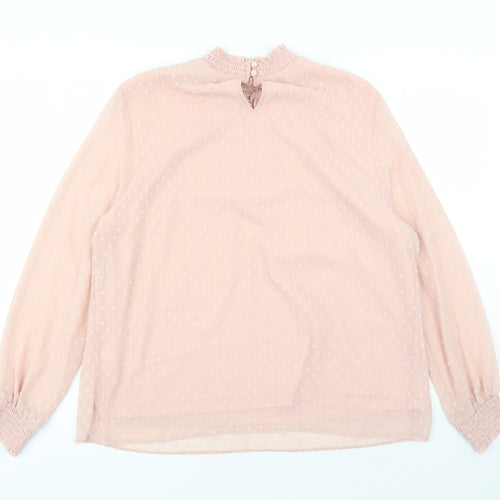 Dorothy Perkins Womens Pink Geometric Polyester Basic Blouse Size 14 Mock Neck