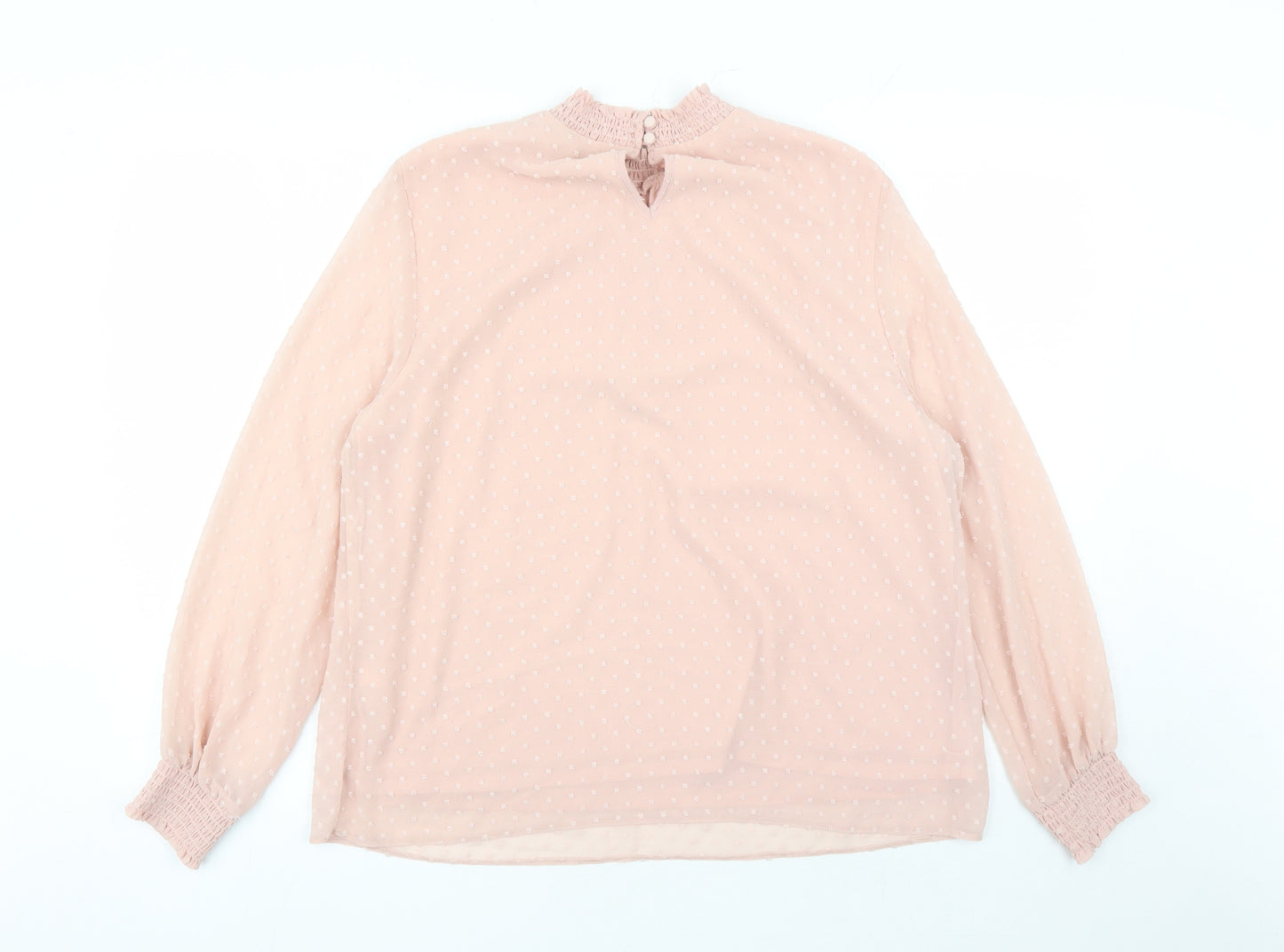 Dorothy Perkins Womens Pink Geometric Polyester Basic Blouse Size 14 Mock Neck