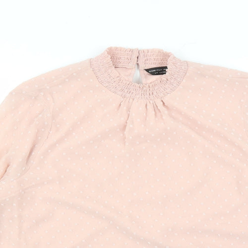 Dorothy Perkins Womens Pink Geometric Polyester Basic Blouse Size 14 Mock Neck