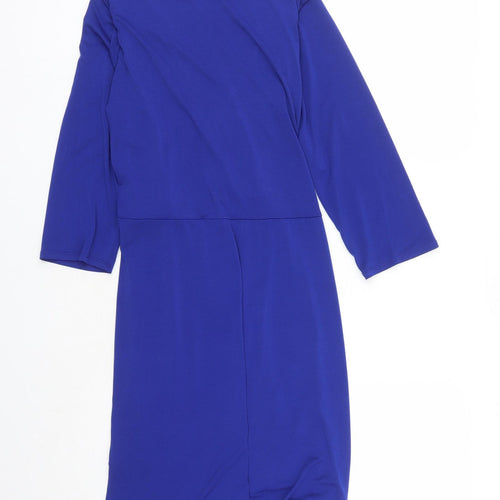 M&Co Womens Blue Polyester A-Line Size 16 V-Neck Pullover