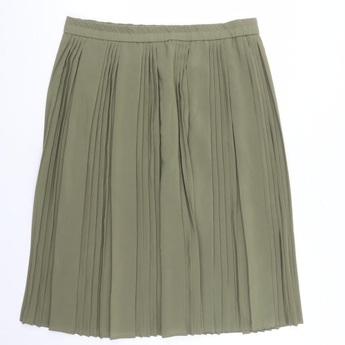 Canada Womens Green Polyester Pleated Skirt Size 14 - Elasticated Waist