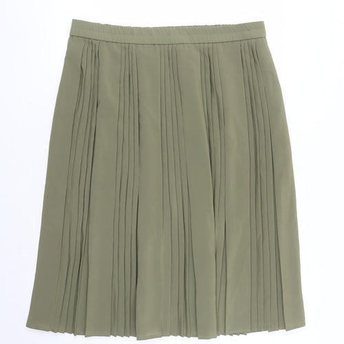 Canada Womens Green Polyester Pleated Skirt Size 14 - Elasticated Waist