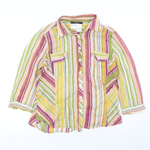 Weekend Max Mara Womens Multicoloured Striped 100% Cotton Basic Button-Up Size L Collared