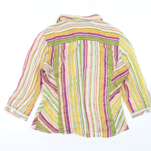 Weekend Max Mara Womens Multicoloured Striped 100% Cotton Basic Button-Up Size L Collared