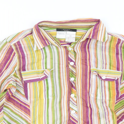 Weekend Max Mara Womens Multicoloured Striped 100% Cotton Basic Button-Up Size L Collared