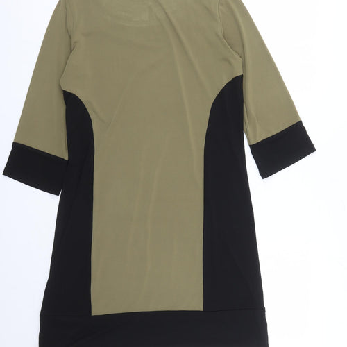Together Womens Green Colourblock Polyester A-Line Size 12 Round Neck Pullover - Beaded Neckline