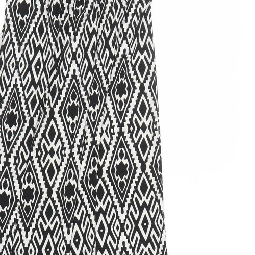 Mandi Womens Black Geometric Polyester Maxi Size 8 V-Neck Pullover
