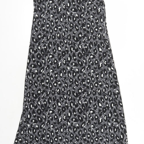 NEXT Womens Black Animal Print Polyester Slip Dress Size 6 V-Neck Pullover - Leopard Pattern