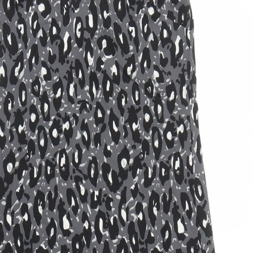 NEXT Womens Black Animal Print Polyester Slip Dress Size 6 V-Neck Pullover - Leopard Pattern