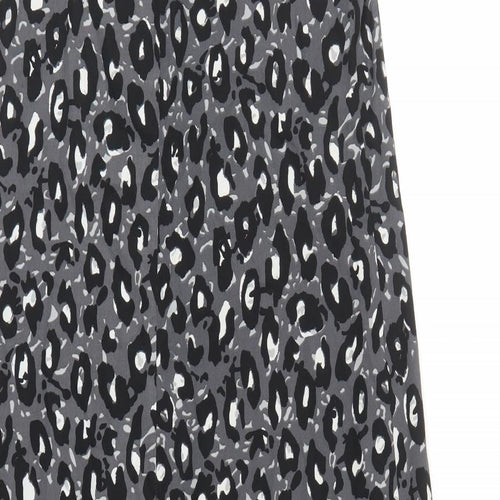 NEXT Womens Black Animal Print Polyester Slip Dress Size 6 V-Neck Pullover - Leopard Pattern