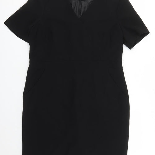 Damsel in a Dress Womens Black Polyester A-Line Size 18 V-Neck Zip - Lined