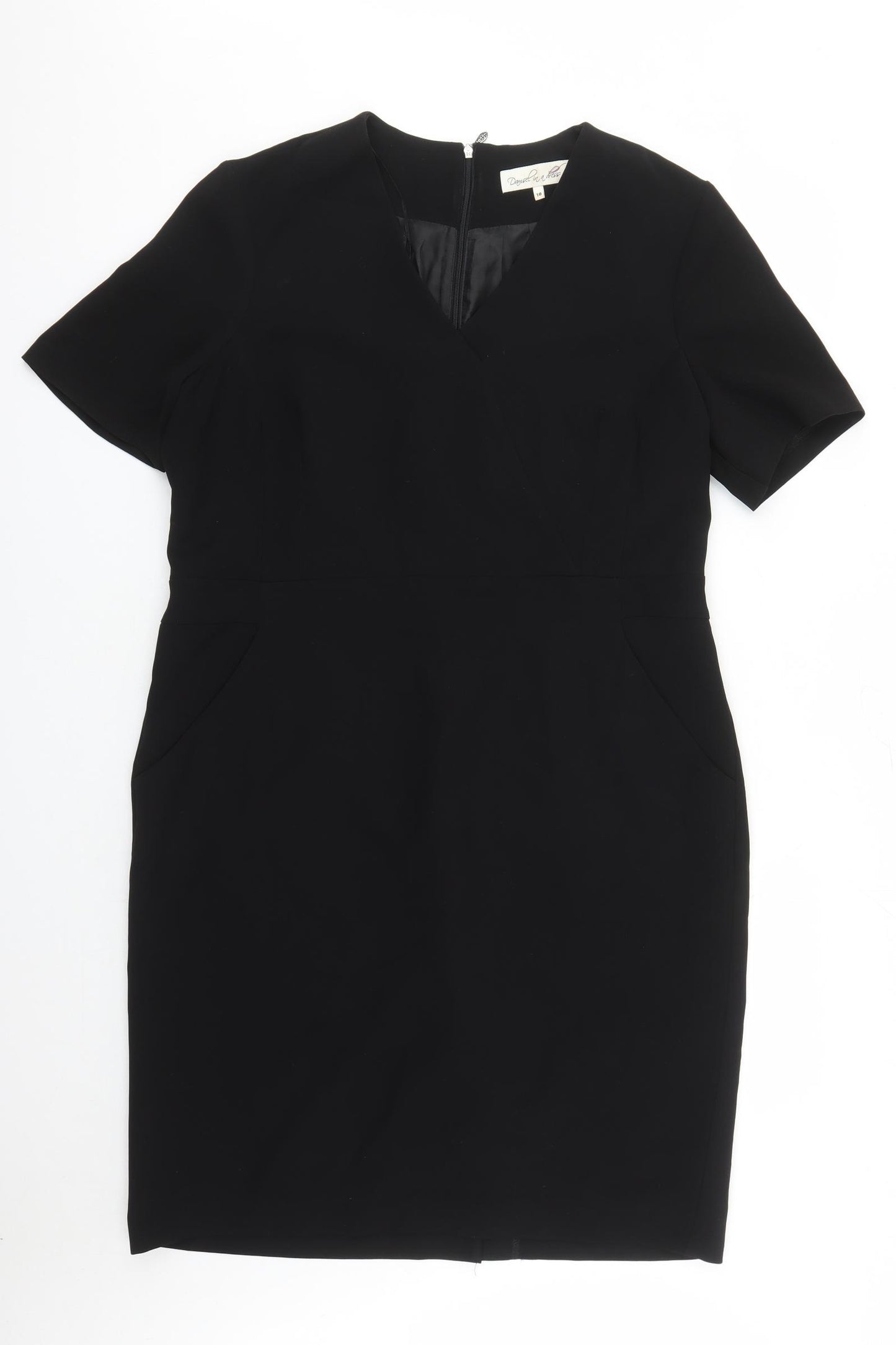 Damsel in a Dress Womens Black Polyester A-Line Size 18 V-Neck Zip - Lined