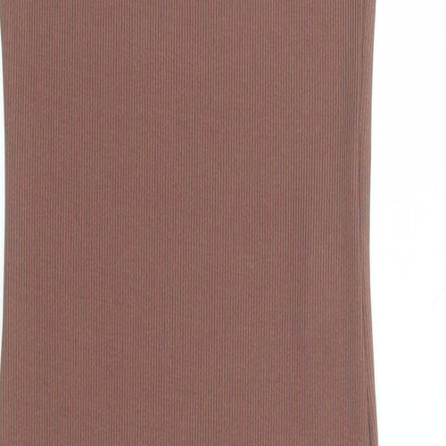 Stradivarius Womens Brown Polyester Bodycon Size M Round Neck Pullover