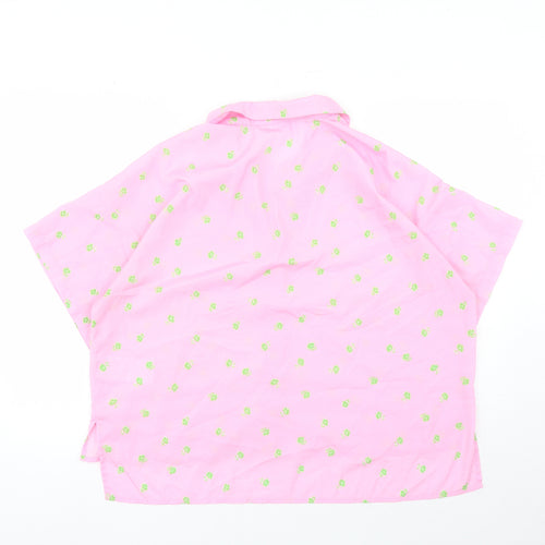 Noisy may Womens Pink Floral Polyester Basic Button-Up Size XL Collared
