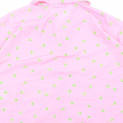 Noisy may Womens Pink Floral Polyester Basic Button-Up Size XL Collared